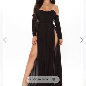 Elegantly Fab Off Shoulder Maxi Dress - Black